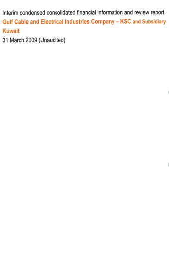 Miniature Gulf Cable and Electrical Industries Company - KPSC Bilan financier 2009-q1