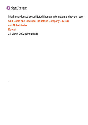 Thumbnail Gulf Cable and Electrical Industries Company - KPSC Financial Statement 2022-q1