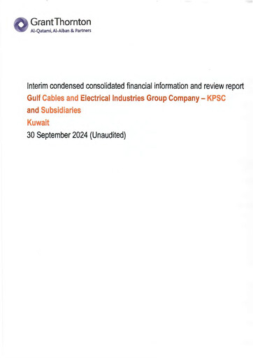 Thumbnail Gulf Cable and Electrical Industries Company - KPSC Financial Statement 2024-9m