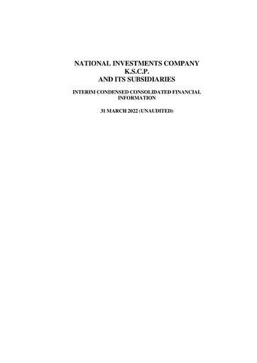 Thumbnail National Investments Company (Kuwait) Quarterly Report 2022-q1