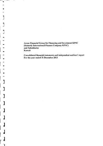 Thumbnail Arzan Financial Group for Financing and Investment Financial Statement 2013
