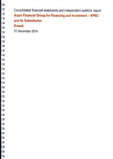 Thumbnail Arzan Financial Group for Financing and Investment Financial Statement 2014