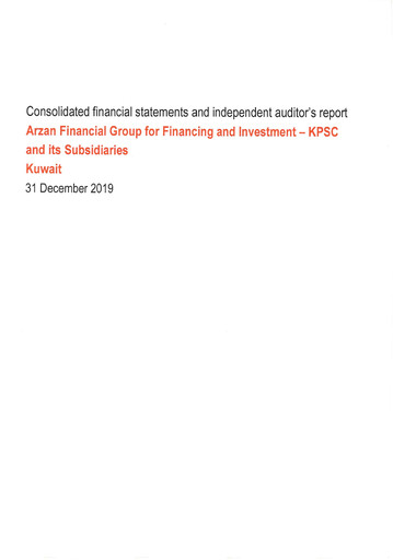 Thumbnail Arzan Financial Group for Financing and Investment Financial Statement 2019