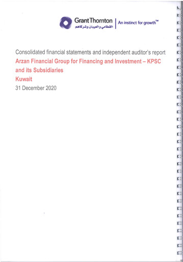 Thumbnail Arzan Financial Group for Financing and Investment Financial Statement 2020