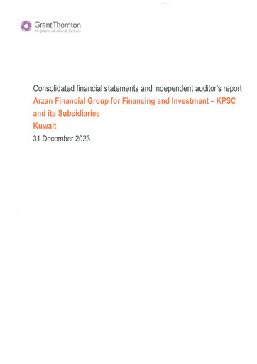 Thumbnail Arzan Financial Group for Financing and Investment Financial Statement 2023