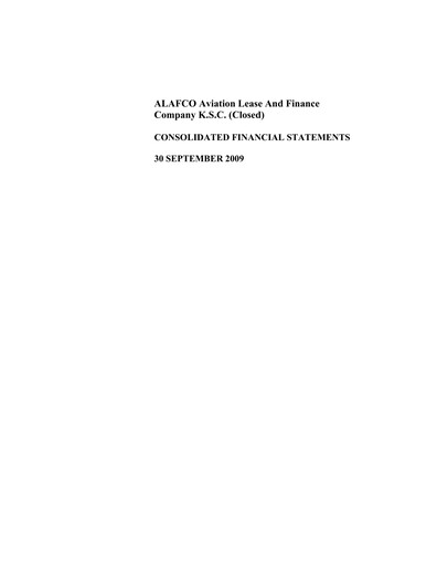 Thumbnail ALAFCO Aviation Lease and Finance Company Financial Statement 2009