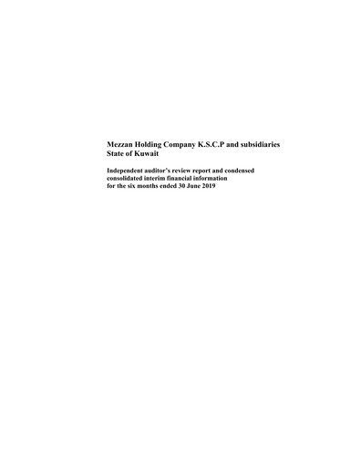 Thumbnail Mezzan Holding Company Half-year Report 2019-h1