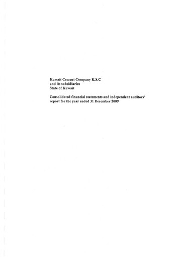 Miniature Kuwait Cement Company Rapport financier 2009