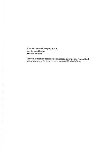 Miniature Kuwait Cement Company Rapport financier 2010-q1