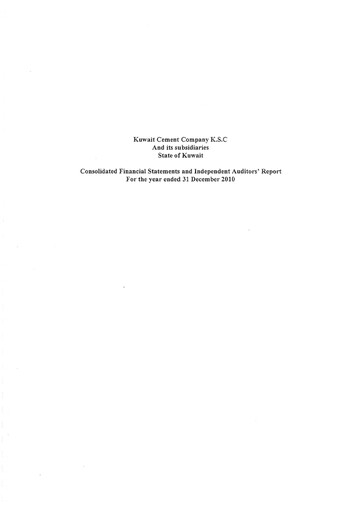 Miniature Kuwait Cement Company Rapport financier 2010