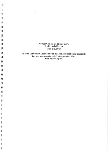 Miniature Kuwait Cement Company Rapport financier 2011-9m