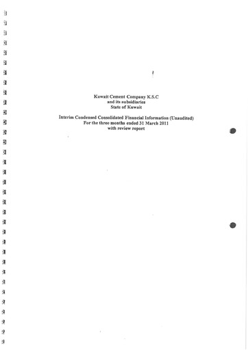 Miniature Kuwait Cement Company Rapport financier 2011-q1