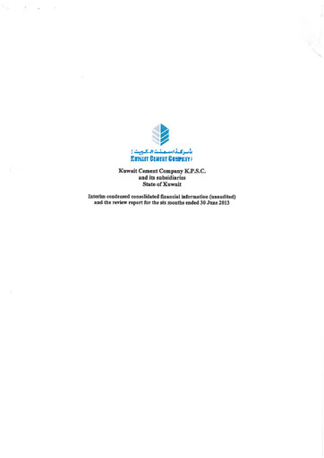 Miniature Kuwait Cement Company Rapport financier 2013-h1