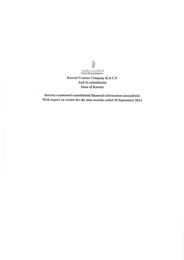 Miniature Kuwait Cement Company Rapport financier 2014-9m