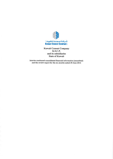 Miniature Kuwait Cement Company Rapport financier 2014-h1