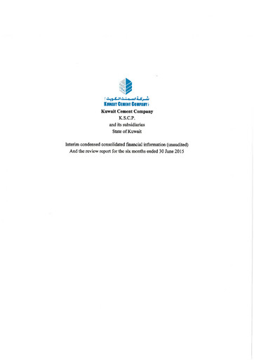Miniature Kuwait Cement Company Rapport financier 2015-h1