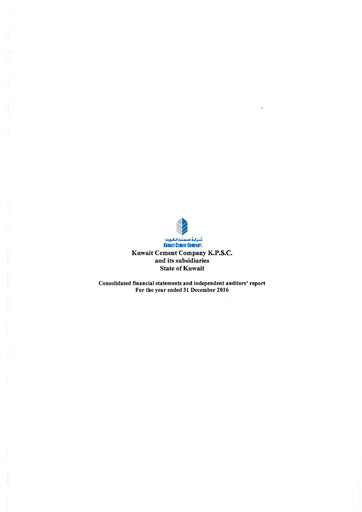 Miniature Kuwait Cement Company Rapport financier 2016