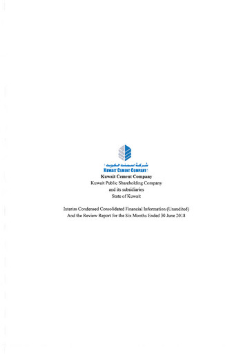 Miniature Kuwait Cement Company Rapport financier 2018-h1