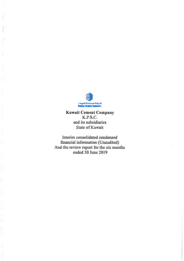 Miniature Kuwait Cement Company Rapport financier 2019-h1