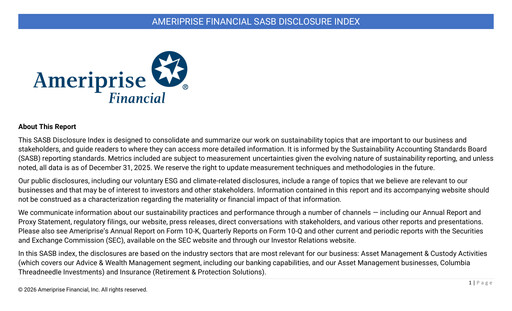 Thumbnail Ameriprise Financial
 ESG Report 2025