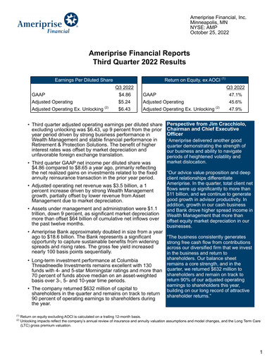 Thumbnail Ameriprise Financial
 Quarterly Report 2022-q3
