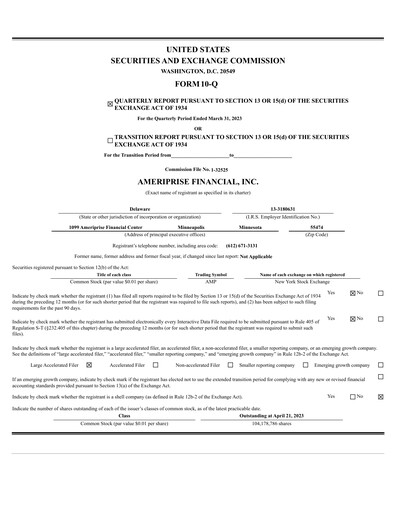 Thumbnail Ameriprise Financial
 Quarterly Report 2023-q1