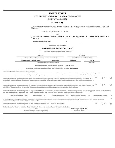 Thumbnail Ameriprise Financial
 Quarterly Report 2023-q2