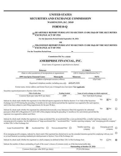 Thumbnail Ameriprise Financial
 Quarterly Report 2024-q3