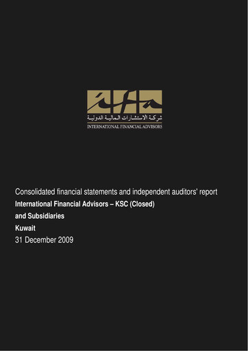 Miniature International Financial Advisors Holding Rapport annuel 2009