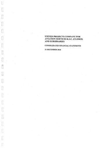 Thumbnail United Projects Company For Aviation Services Financial Statement 2010