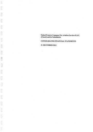 Thumbnail United Projects Company For Aviation Services Financial Statement 2012