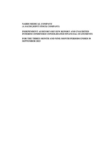 Thumbnail Nahdi Medical Company Financial Statement 2023-q3