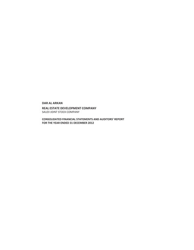 Thumbnail Dar Al Arkan Real Estate Development Company Financial Statement 2012