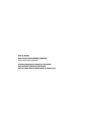 Thumbnail Dar Al Arkan Real Estate Development Company Quarterly Report 2013-q1