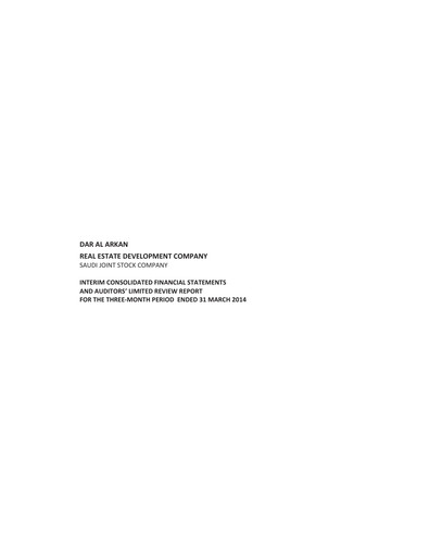 Thumbnail Dar Al Arkan Real Estate Development Company Quarterly Report 2014-q1