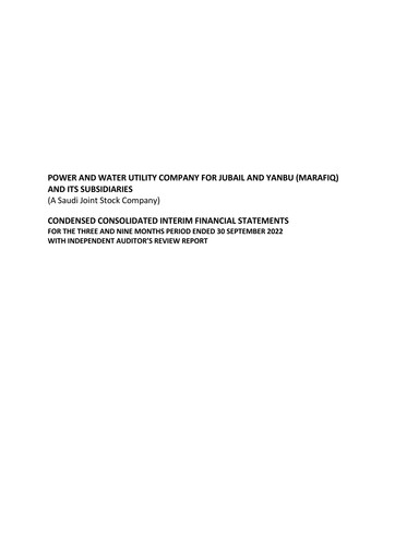 Miniature MARAFIQ (The Power and Water Utility Company for Jubail and Yanbu) Bilan financier 2022-9m