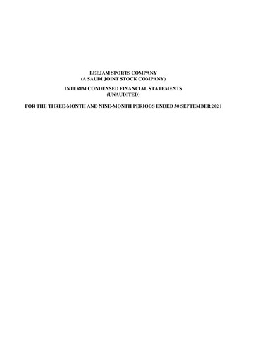 Vorschaubild Leejam Sports Company Finanzmitteilung 2021-q3