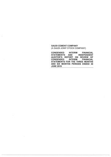 Thumbnail Saudi Cement Company Financial Statement 2019-h1