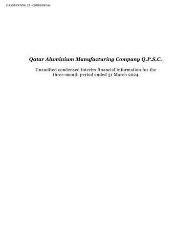 Thumbnail Qatar Aluminium Manufacturing Company Quarterly Report 2024-q1