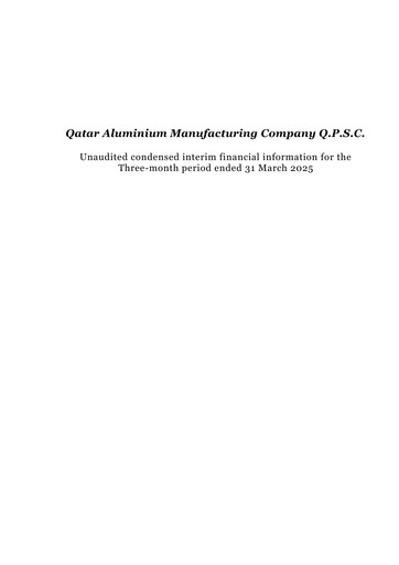 Thumbnail Qatar Aluminium Manufacturing Company Quarterly Report 2025-q1