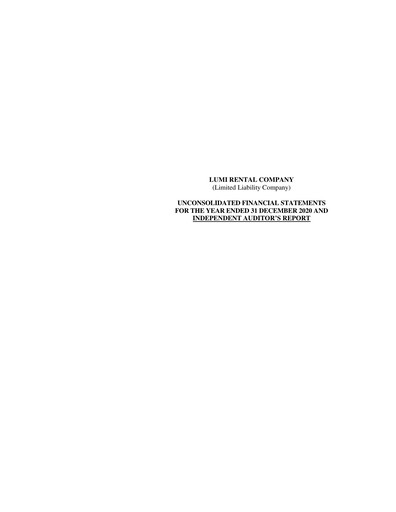 Thumbnail Lumi Rental Company Financial Statement 2020
