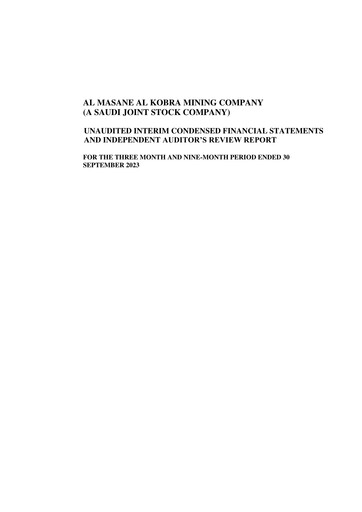 Thumbnail Al Masane Al Kobra Mining Company Financial Statement 2023-9m