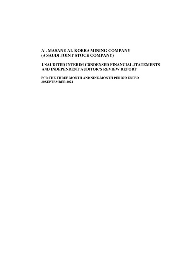Thumbnail Al Masane Al Kobra Mining Company Financial Statement 2024-9m