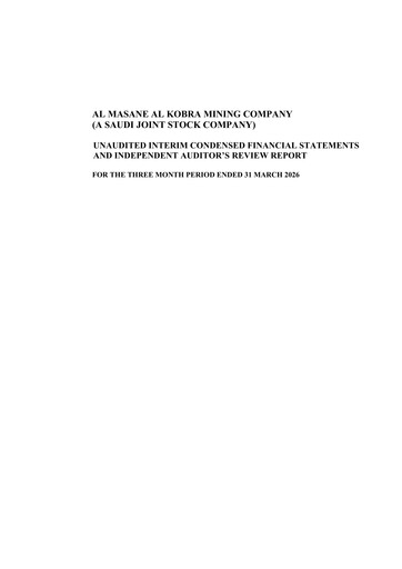 Thumbnail Al Masane Al Kobra Mining Company Financial Statement 2026-q1