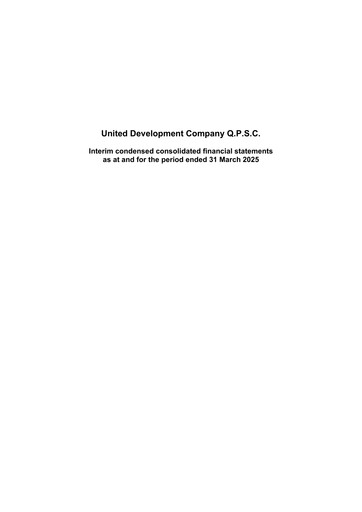 Thumbnail United Development Company Quarterly Report 2025-q1