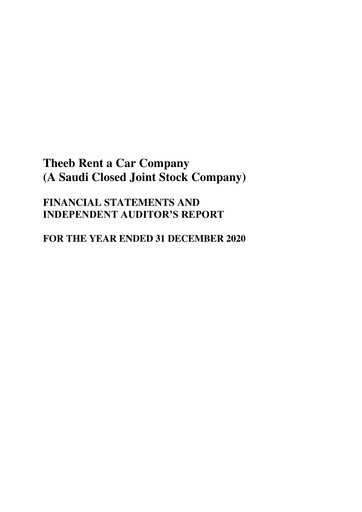 Thumbnail Theeb Rent A Car Company Financial Statement 2020
