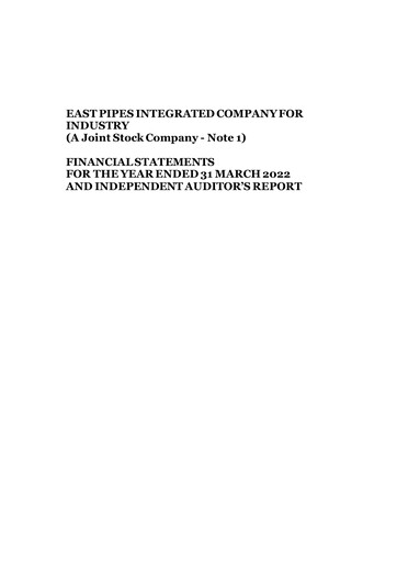 Thumbnail East Pipes Integrated Company for Industry Financial Statement 2022