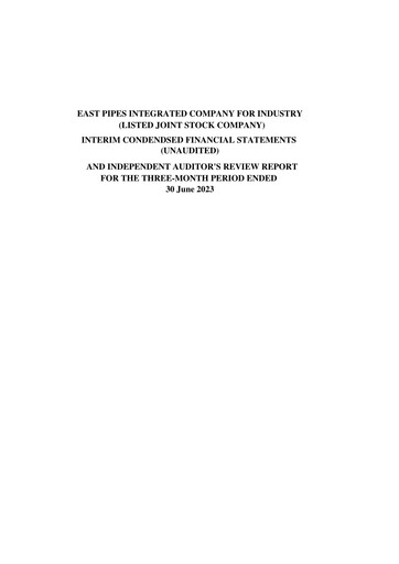Thumbnail East Pipes Integrated Company for Industry Quarterly Report 2023-q2