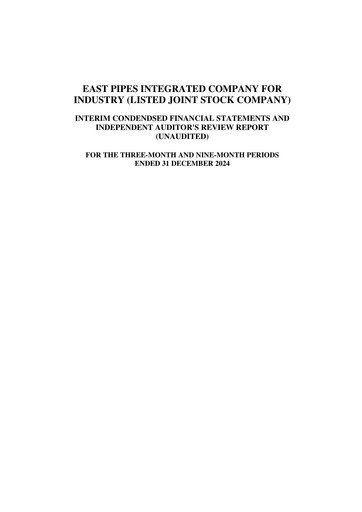 Thumbnail East Pipes Integrated Company for Industry Quarterly Report 2024-q4