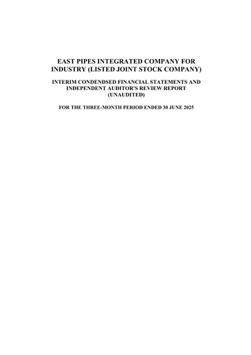 Thumbnail East Pipes Integrated Company for Industry Quarterly Report 2025-q2